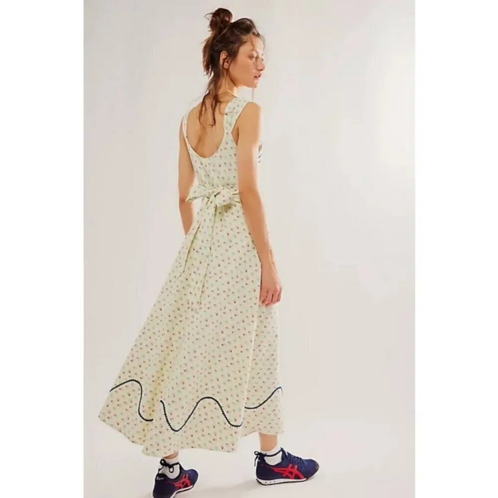 💕FREE PEOPLE💕 Sweet Hearts Midi Dress ~ Ivory Combo Medium NWOT